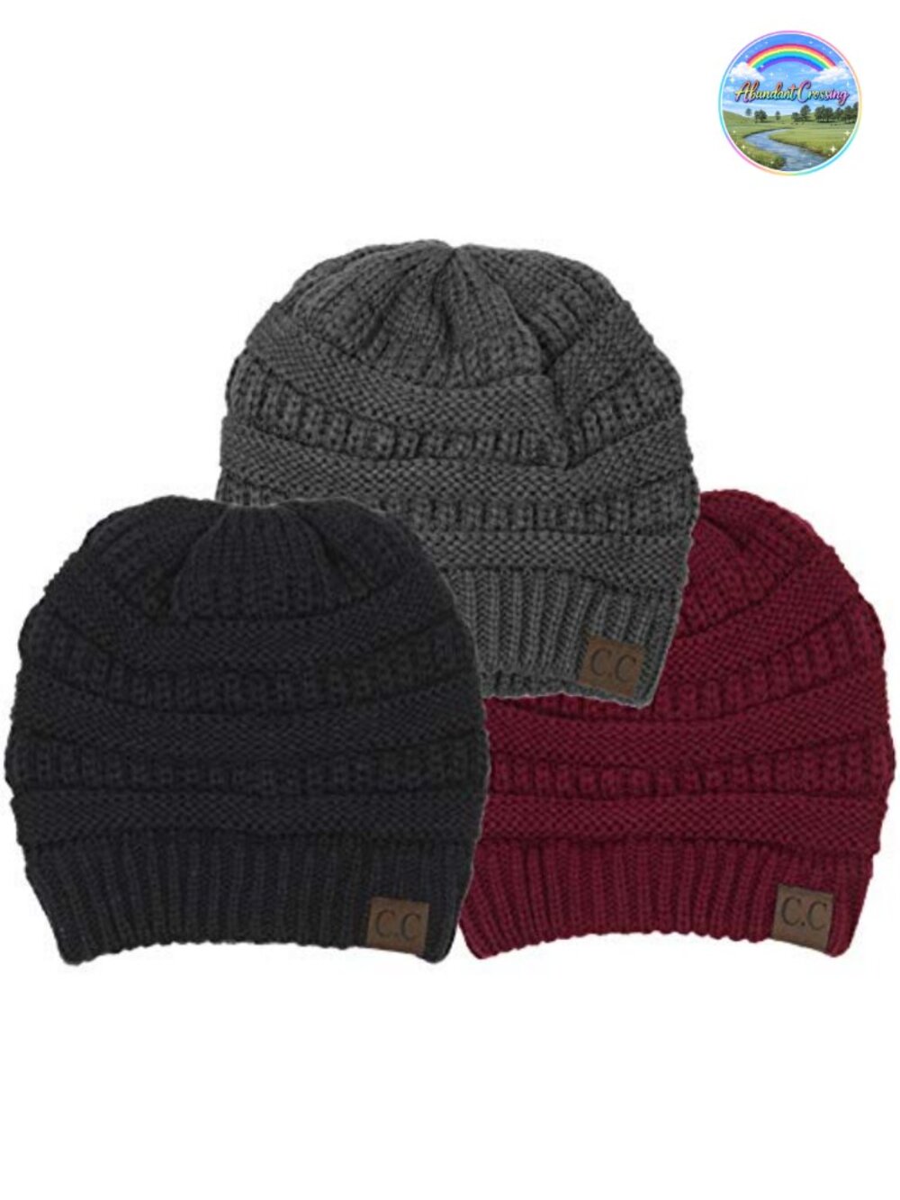 Ribbed Knit Slouch Beanie Winter Hat Soft Acrylic Stretch Skull Cap